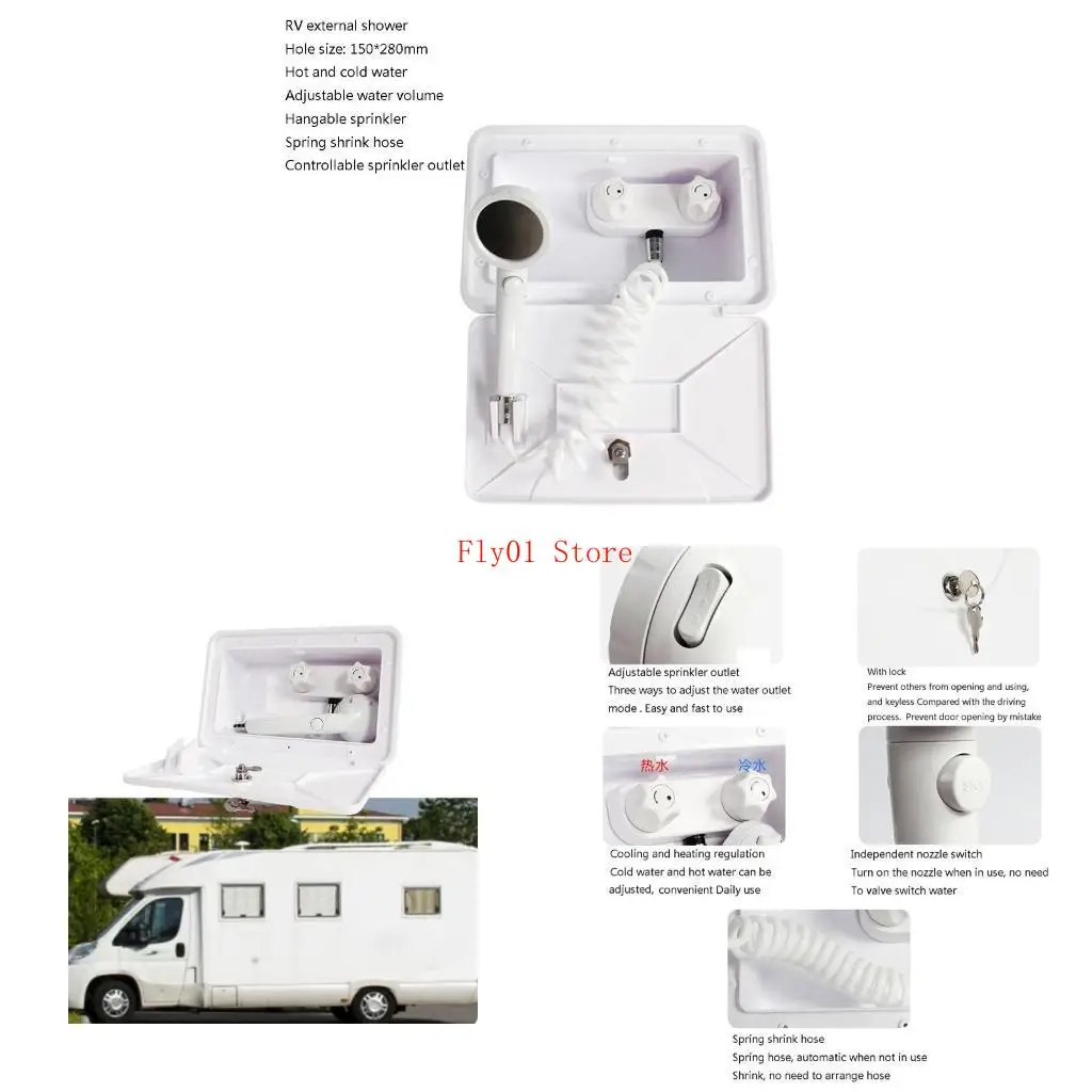 Easy Installation RV Shower Box with Lock Adjustable Water Volume Sprayer for RV
Easy Installation RV Shower Box with Lock Adjustable Water Volume Sprayer for RV
