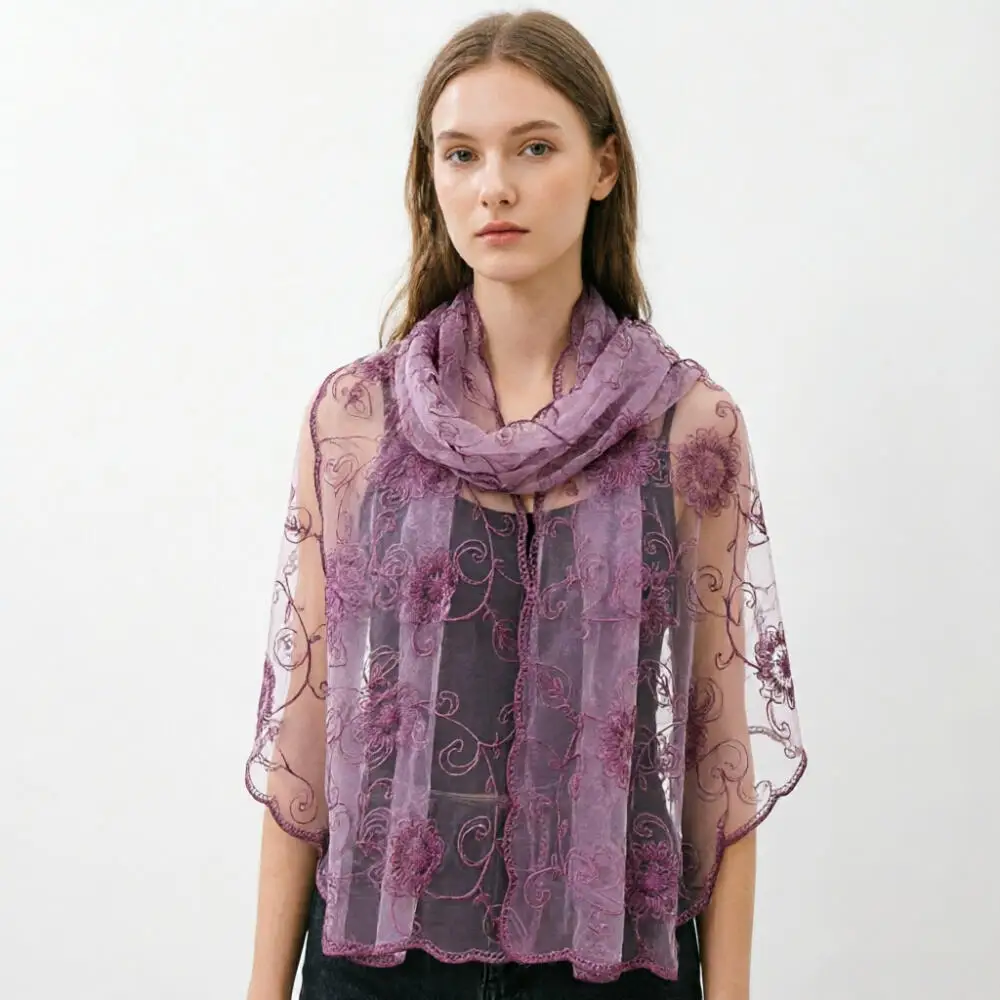 Organza Floral Embroidered Hijab Shawl, Wave Edge Long Headscarf for Muslim Women Daily Fashion Wear Accessories
Organza Floral Embroidered Hijab Shawl, Wave Edge Long Headscarf for Muslim Women Daily Fashion Wear Accessories