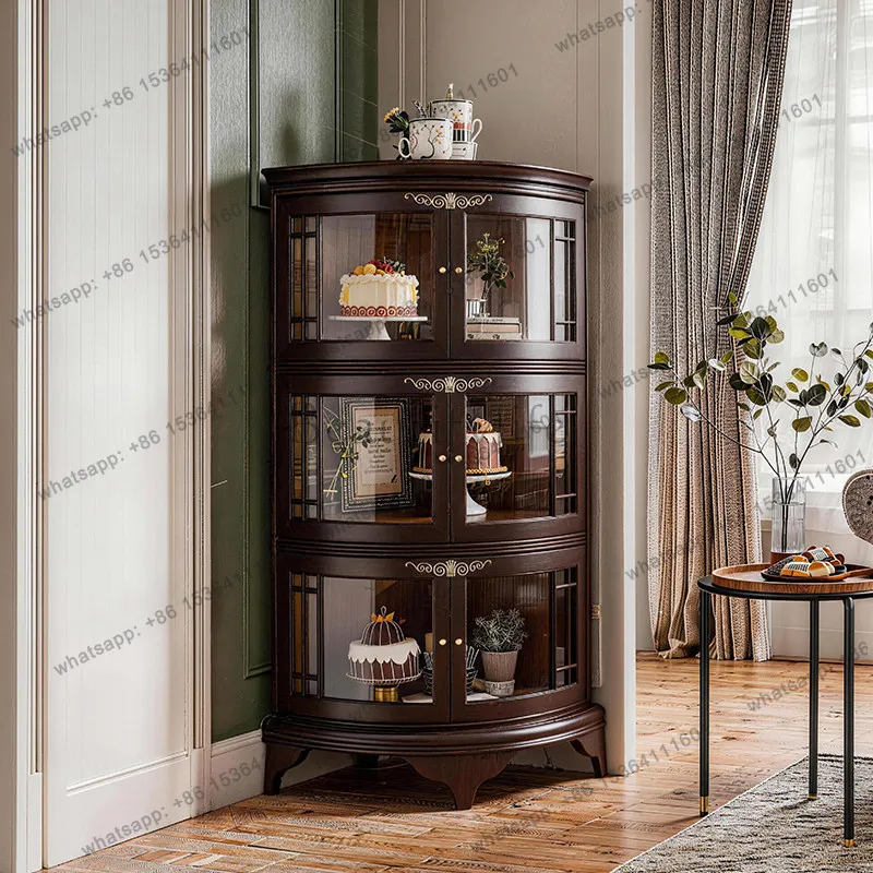 Solid wood corner cabinet American living room corner simple antique glass cabinet
Solid wood corner cabinet American living room corner simple antique glass cabinet