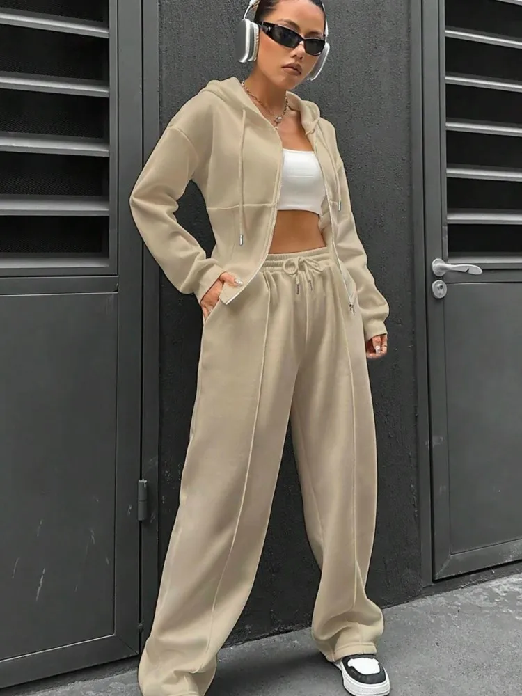 Autumn Winter Women's New Two Piece Sets Trendy Hooded Cardigan Fashion Zipper Slimming Top Wide Leg Trouser Casual 2 Pcs Set
Autumn Winter Women's New Two Piece Sets Trendy Hooded Cardigan Fashion Zipper Slimming Top Wide Leg Trouser Casual 2 Pcs Set