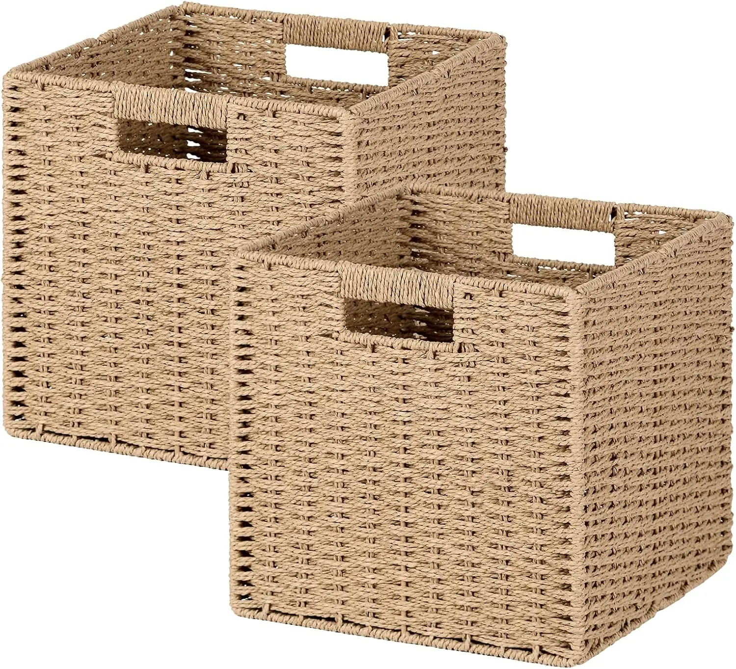 Handwoven Foldable Paper Rope Storage Baskets 2 Pack 11x11 with Handles for Closet Shelf Organization Natural Beige
Handwoven Foldable Paper Rope Storage Baskets 2 Pack 11x11 with Handles for Closet Shelf Organization Natural Beige