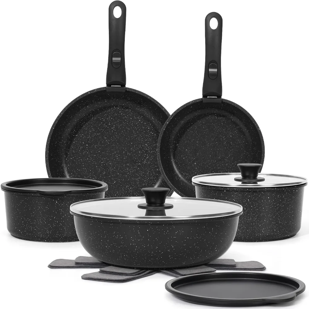 15Pcs Pots and Pans Set Non Stick, Cookware Sets with Detachable Handle, Nonstick RV Kitchen Cooking Tools Removable Handles
15Pcs Pots and Pans Set Non Stick, Cookware Sets with Detachable Handle, Nonstick RV Kitchen Cooking Tools Removable Handles