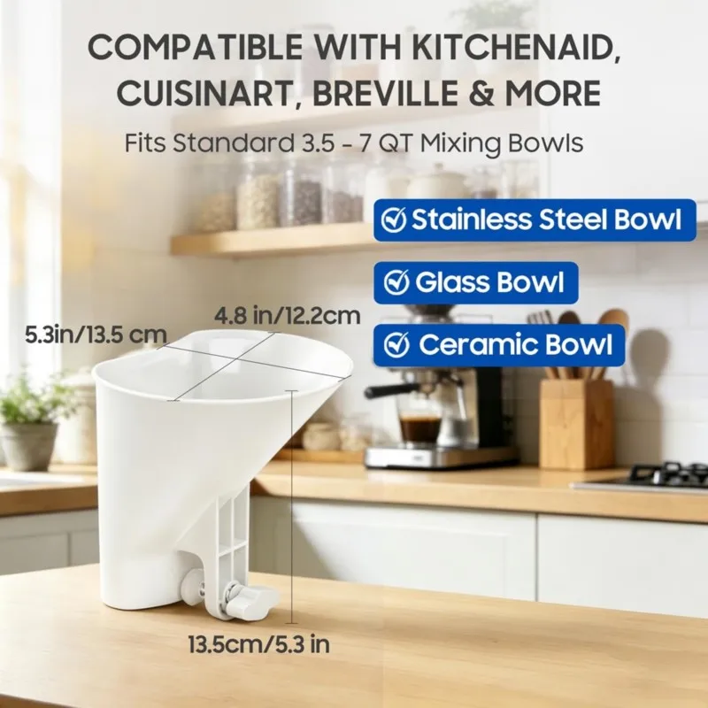 ABMR-Flour Funnel For Kitchenaid Stand Mixers Wide Mouth Pouring Chute Attachment Glass Stainless Steel Bowls
ABMR-Flour Funnel For Kitchenaid Stand Mixers Wide Mouth Pouring Chute Attachment Glass Stainless Steel Bowls