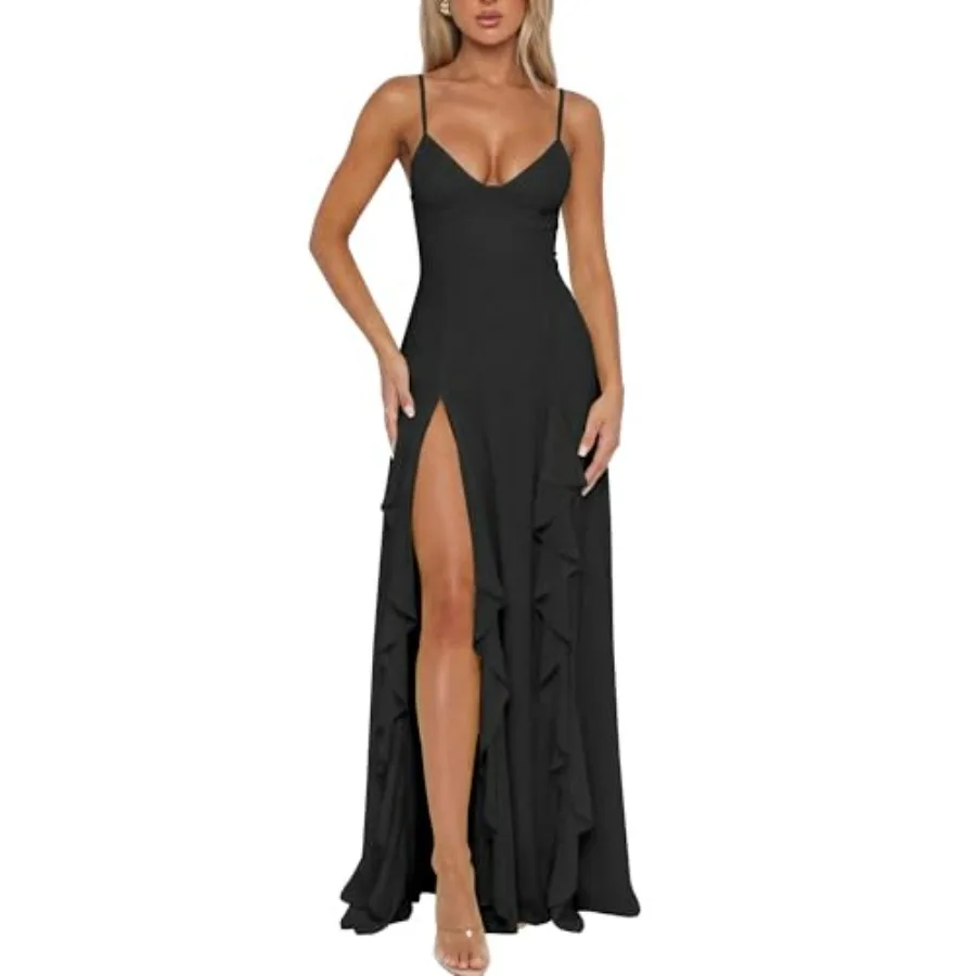 BORIFLORS Women's Sexy V Neck Spaghetti Strap Vacation Maxi Dress High Slit Cocktail Wedding Guest Long Formal Dresses
BORIFLORS Women's Sexy V Neck Spaghetti Strap Vacation Maxi Dress High Slit Cocktail Wedding Guest Long Formal Dresses