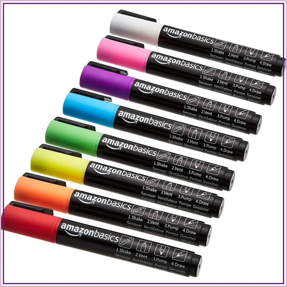 Liquid Chalk Markers, Erasable & Washable, Bold Point, 8 Bright Colors for Glass, Whiteboard, Blackboard
Liquid Chalk Markers, Erasable & Washable, Bold Point, 8 Bright Colors for Glass, Whiteboard, Blackboard