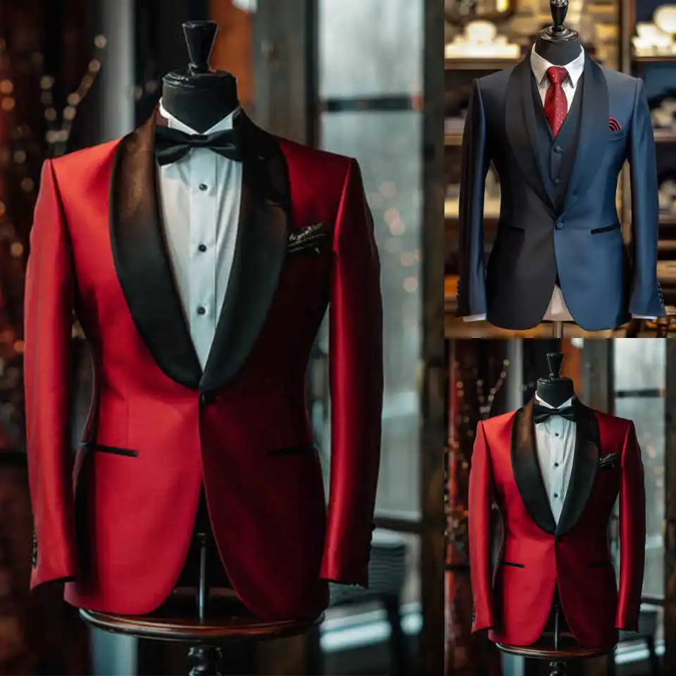 Formal Red Wedding Tuxedos 1 Piece Set Jacket Shawl Lapel Men Suit Trim Fit Customized Groom Wear Party Suits
Formal Red Wedding Tuxedos 1 Piece Set Jacket Shawl Lapel Men Suit Trim Fit Customized Groom Wear Party Suits