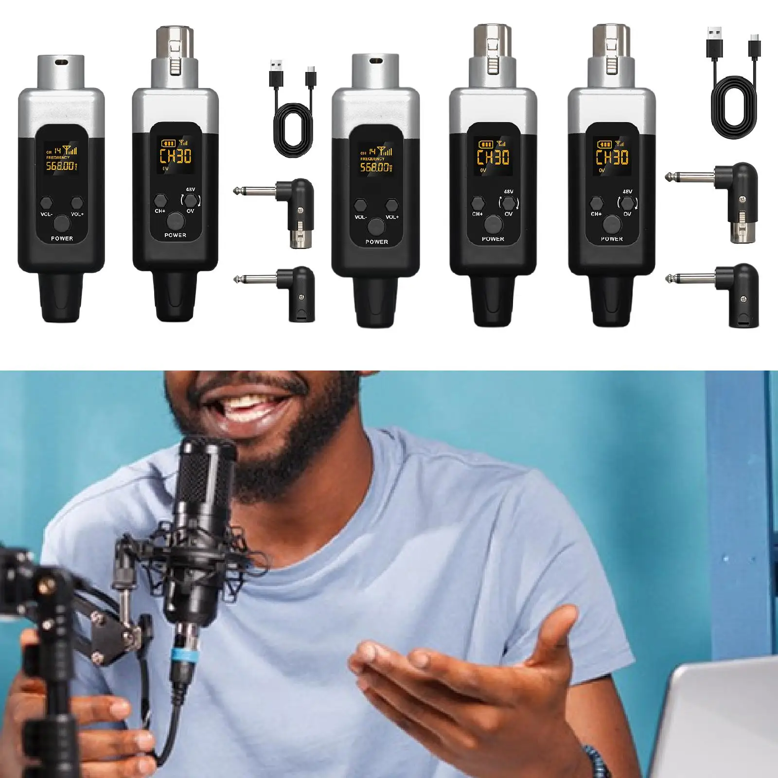 Microphone Transmitter Receiver Cordless 30 Channels Microphone System for Home Theater Speaker Recording Equipment Audio Mixer
Microphone Transmitter Receiver Cordless 30 Channels Microphone System for Home Theater Speaker Recording Equipment Audio Mixer