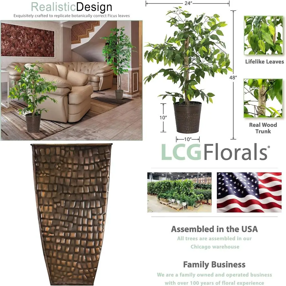 Pair of Copper Pot Artificial Trees with Real Wood Trunks - Low Maintenance Indoor Plants for Living Room Decor
Pair of Copper Pot Artificial Trees with Real Wood Trunks - Low Maintenance Indoor Plants for Living Room Decor
