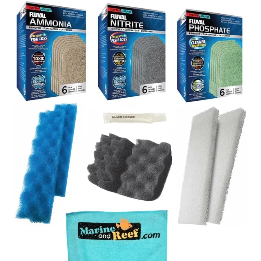 Fluval Bundle of 6 Replacement Medias for 406/407 Aquarium Filters: All Three Bio-Foams, Ammonia Remover, Phosphate Remover and
Fluval Bundle of 6 Replacement Medias for 406/407 Aquarium Filters: All Three Bio-Foams, Ammonia Remover, Phosphate Remover and