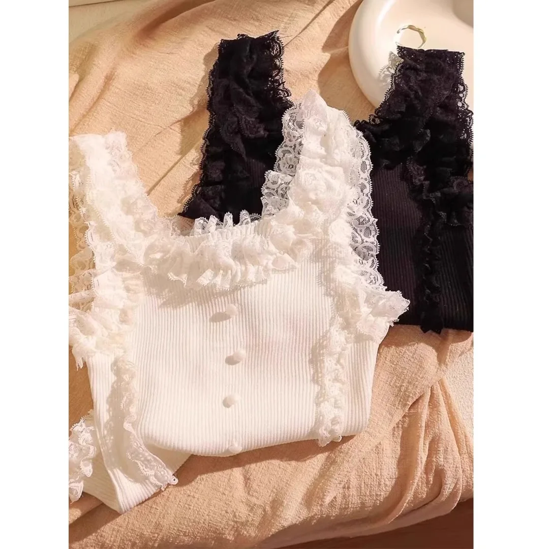 Pure Desire Knitted Lace Trim Camisole Tank Top Women's Inner Wear Summer Outerwear Sexy Slim Fit Short Sleeveless Shirt
Pure Desire Knitted Lace Trim Camisole Tank Top Women's Inner Wear Summer Outerwear Sexy Slim Fit Short Sleeveless Shirt