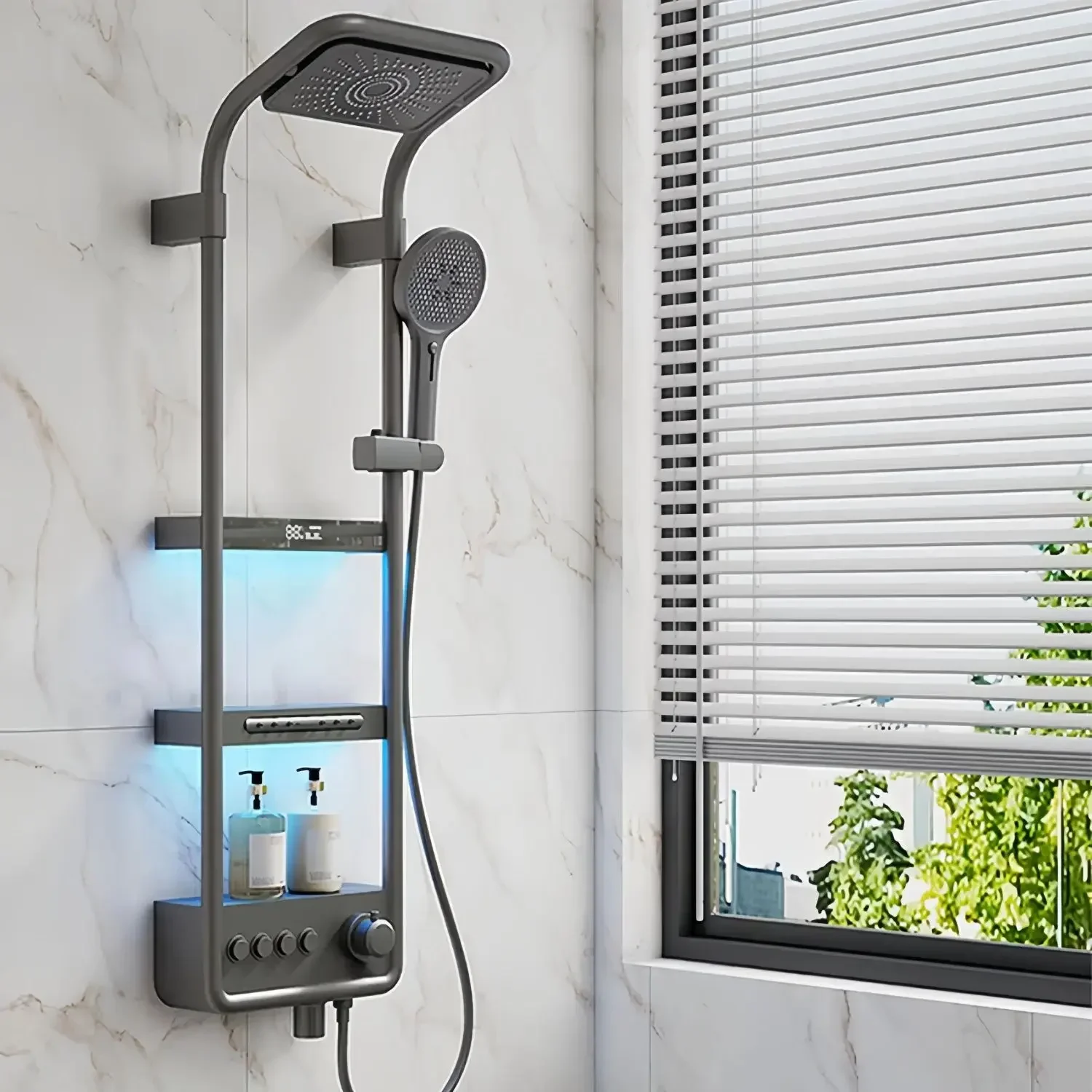 Thermostatic digital display white shower set for household storage, bathroom, all copper bath, bathroom, pressurized showerhead
Thermostatic digital display white shower set for household storage, bathroom, all copper bath, bathroom, pressurized showerhead