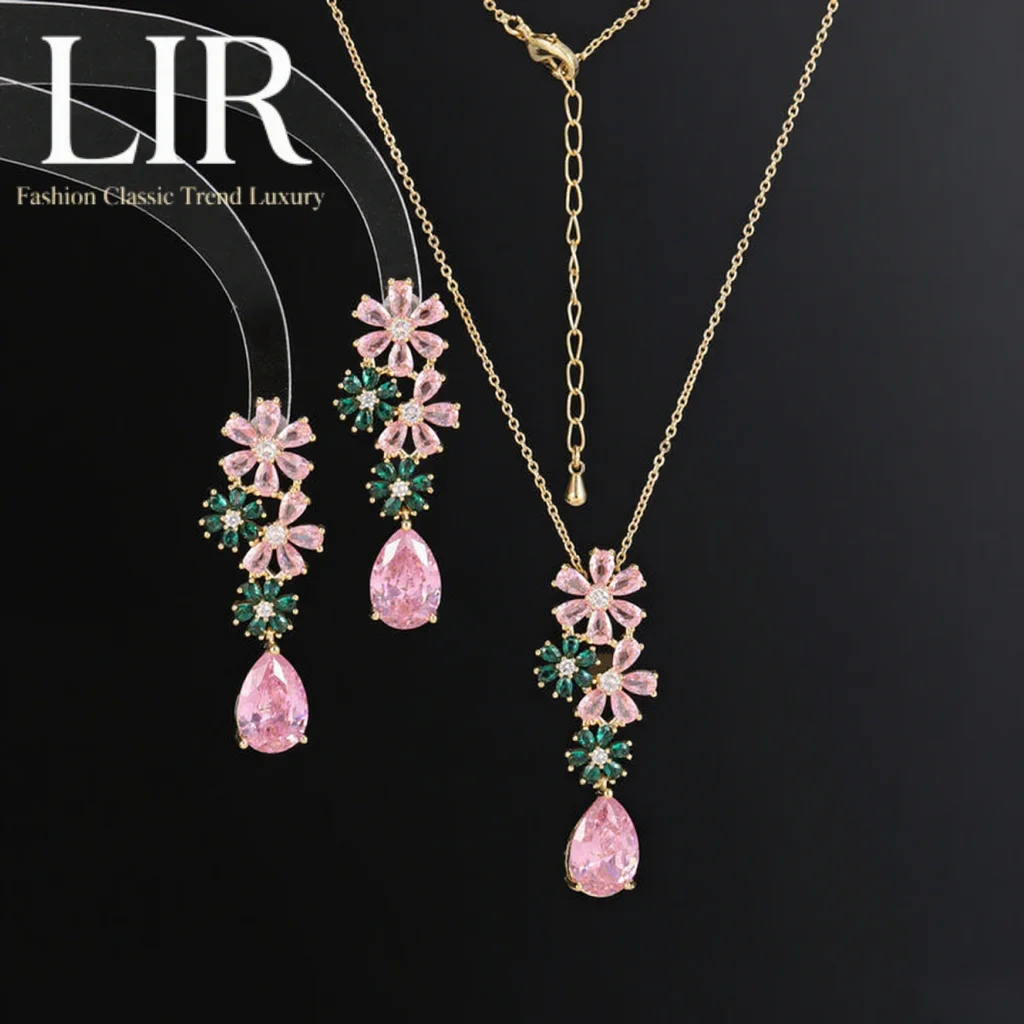 LIR New Heavy-Craft Jewelry Set: Colorful Flower, Fresh Style, AAA Zircon Teardrop, Necklace & Earrings for Women
LIR New Heavy-Craft Jewelry Set: Colorful Flower, Fresh Style, AAA Zircon Teardrop, Necklace & Earrings for Women