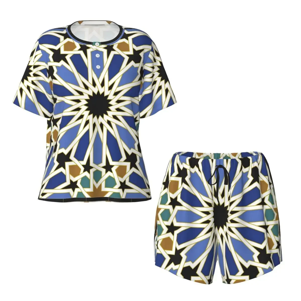 Arabic Tile I Round Neck Short Sleeve Nightgowns for Sleeping Sleepshirts Women Soft Pajama Set Short Pants
Arabic Tile I Round Neck Short Sleeve Nightgowns for Sleeping Sleepshirts Women Soft Pajama Set Short Pants