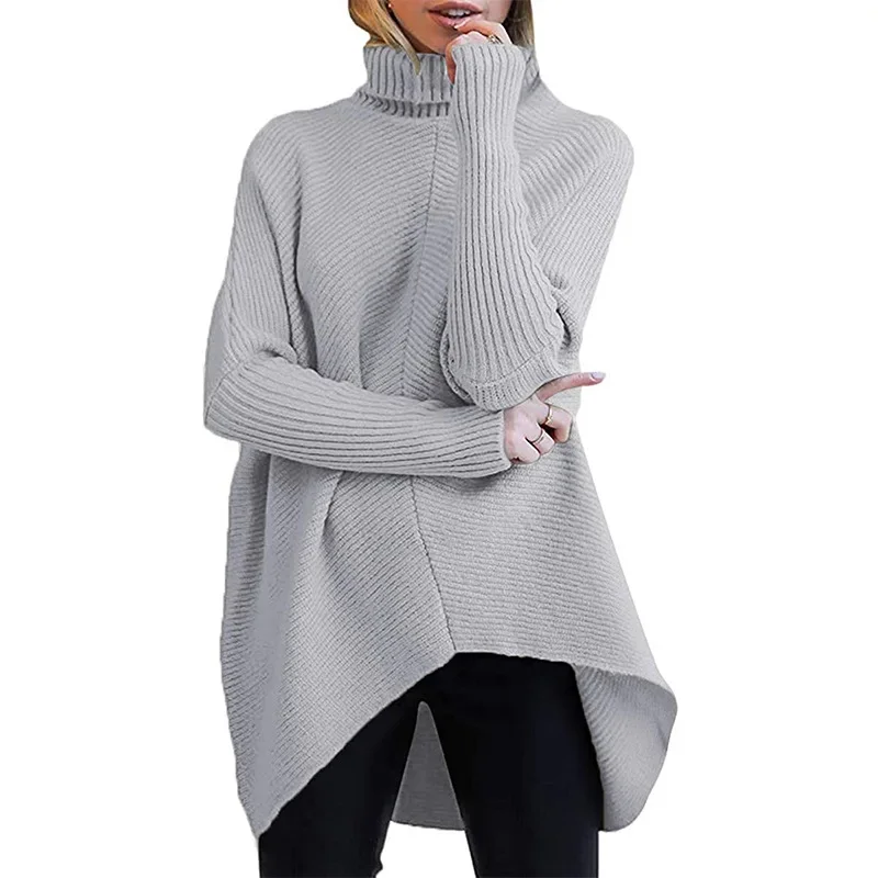 Women Knit Sweaters Full Sleeve Turtleneck Irregular Pullover Jumpers Casual Solid Sweater Splice Elegant Lady Autumn Winter
Women Knit Sweaters Full Sleeve Turtleneck Irregular Pullover Jumpers Casual Solid Sweater Splice Elegant Lady Autumn Winter