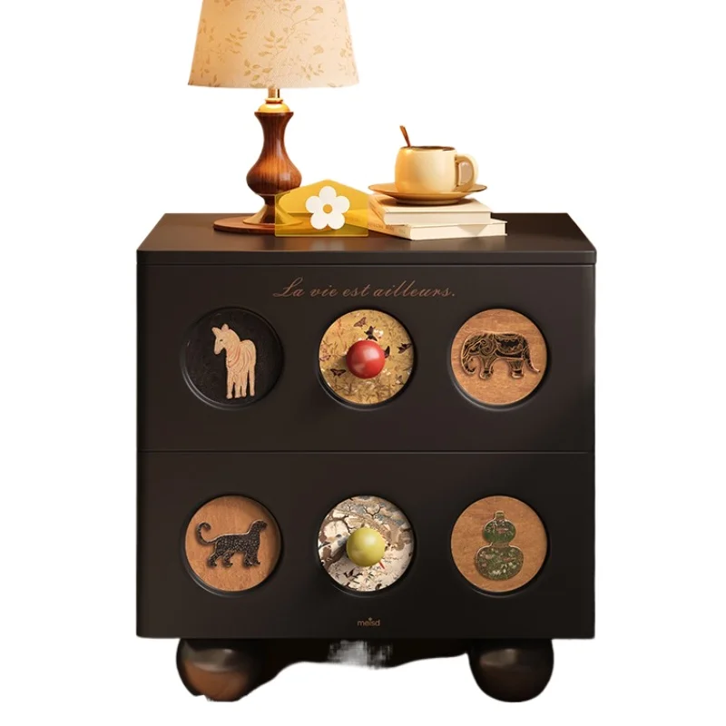 Mid ancient style solid wood bedside table 2025 new home bedroom light luxury high-end feeling black retro edge cabinet
Mid ancient style solid wood bedside table 2025 new home bedroom light luxury high-end feeling black retro edge cabinet