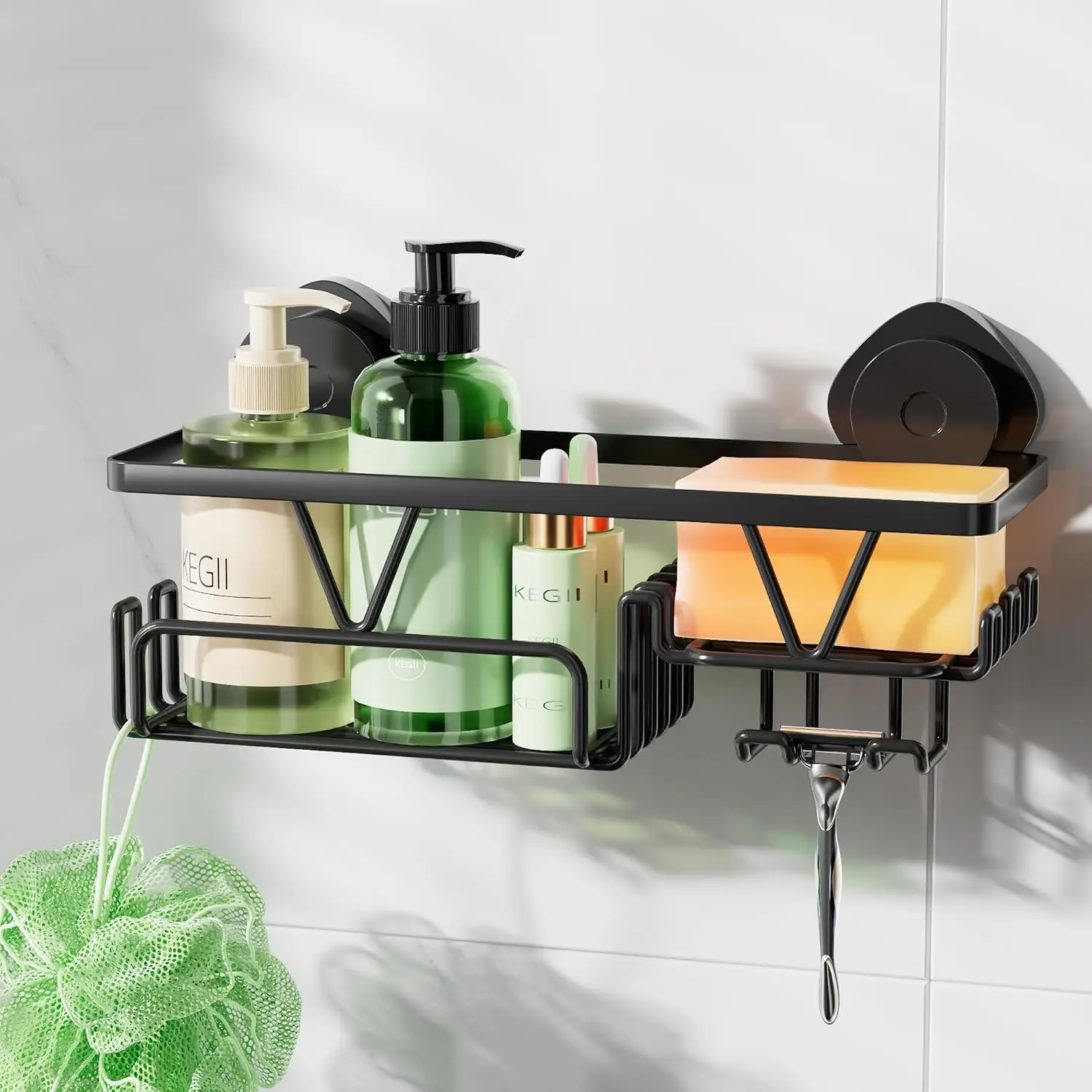 Suction Shower Caddy with Soap Holder Hooks Drainage Bathroom Shelf Organizer Rustproof Shampoo Storage
Suction Shower Caddy with Soap Holder Hooks Drainage Bathroom Shelf Organizer Rustproof Shampoo Storage