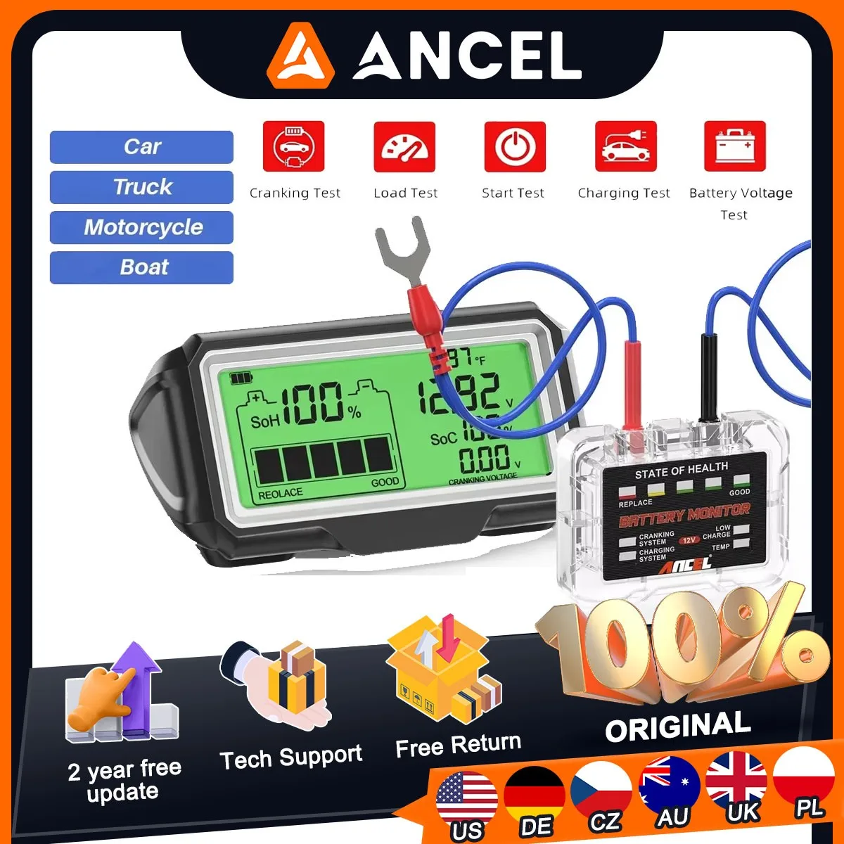 2026 12V Car Battery Tester SOH SOC Charging ANCEL BM200 PRO With LED Monitor Display Professional Battery Health Analyzer Tools
2026 12V Car Battery Tester SOH SOC Charging ANCEL BM200 PRO With LED Monitor Display Professional Battery Health Analyzer Tools