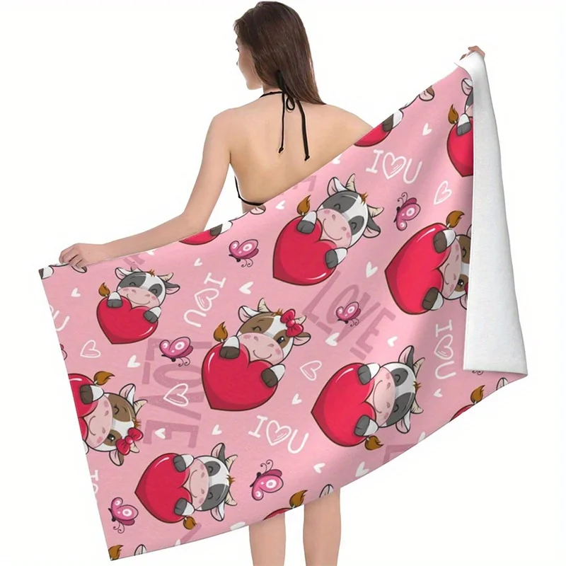 Beach Towel Cute Cow And Heart Printed Pattern Sun Protection Windproof Suitable For Swimming Pool Camping Travel Blanket
Beach Towel Cute Cow And Heart Printed Pattern Sun Protection Windproof Suitable For Swimming Pool Camping Travel Blanket