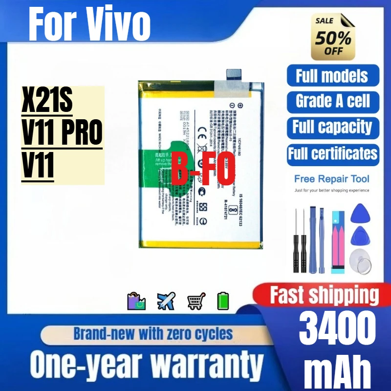 B-F0 for Vivo X21S/V11PRO/V11 Mobile Phone Battery 0Cycle High Quality High Capacity Replacement Bateria Grade A Cell with Tools
B-F0 for Vivo X21S/V11PRO/V11 Mobile Phone Battery 0Cycle High Quality High Capacity Replacement Bateria Grade A Cell with Tools