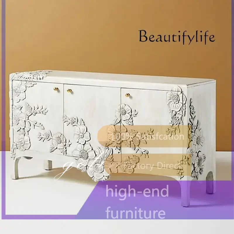 Lz-X40 Fashion French American Side Cabinet Light Luxury Entrance Foyer Solid Wood Carving Flower Retro Old Decoration
Lz-X40 Fashion French American Side Cabinet Light Luxury Entrance Foyer Solid Wood Carving Flower Retro Old Decoration