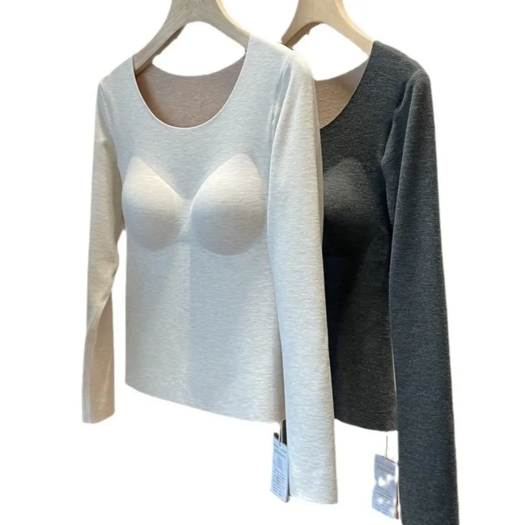 Women's Long Sleeve Base Shirt Autumn Winter Silk Belt Chest Pad Removable Warm Top No Wear Underwear Bra F111521
Women's Long Sleeve Base Shirt Autumn Winter Silk Belt Chest Pad Removable Warm Top No Wear Underwear Bra F111521