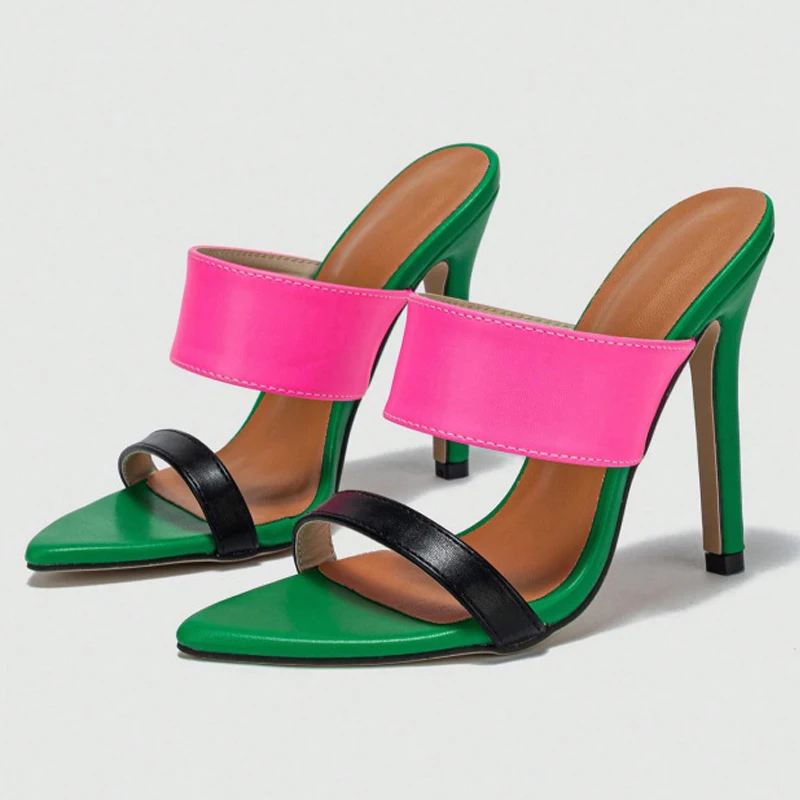 Sexy Slippers Women Fashion Color Blocking Stiletto High Heels Open Toe Sandals Mules Summer Party Strippers Slides Shoes
Sexy Slippers Women Fashion Color Blocking Stiletto High Heels Open Toe Sandals Mules Summer Party Strippers Slides Shoes