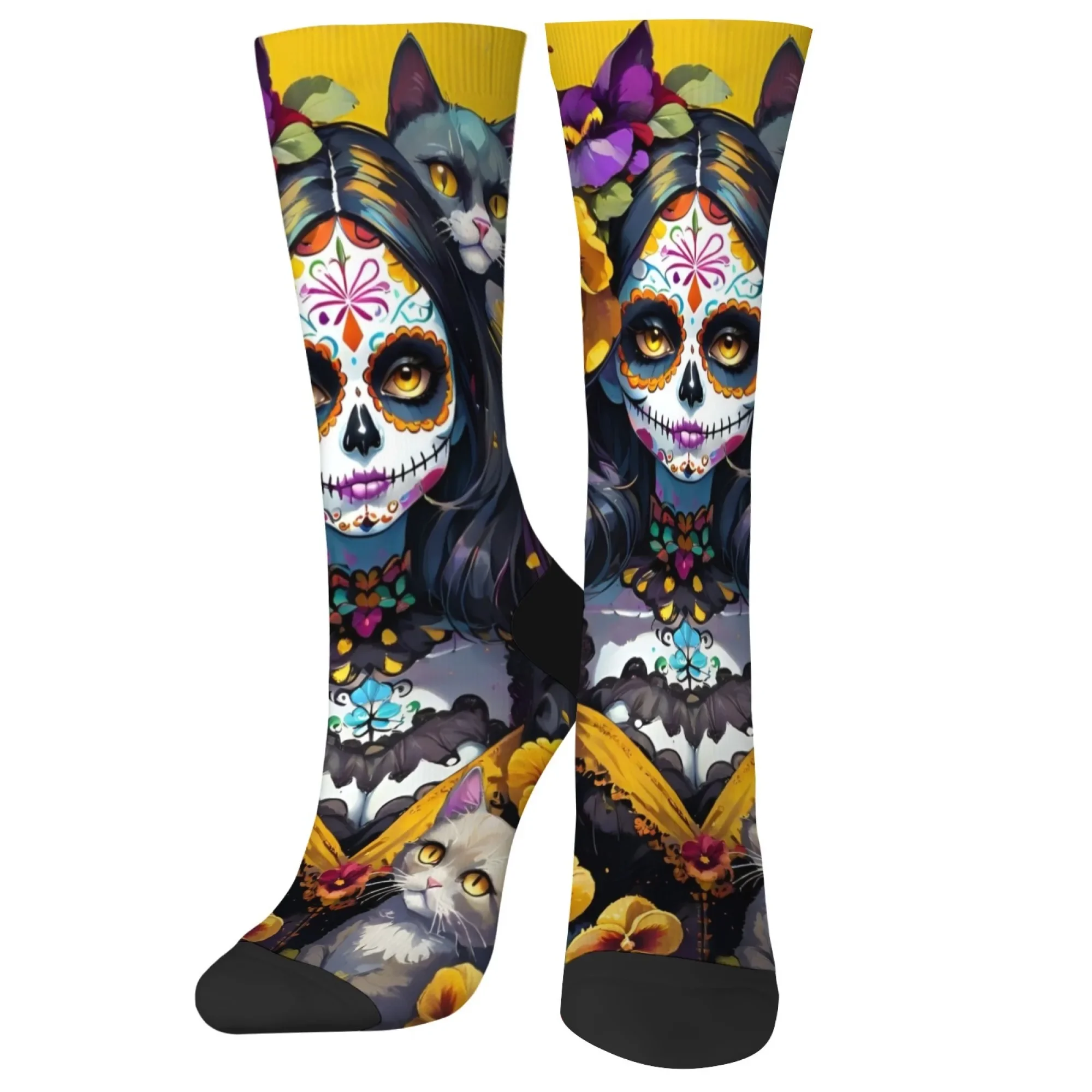 Элегантные носки с рисунком Catrina, традиционное искусство «День мертвых», стиль сахарного черепа для любителей мексиканской народной культуры 
Элегантные носки с рисунком Catrina, традиционное искусство «День мертвых», стиль сахарного черепа для любителей мексиканской народной культуры