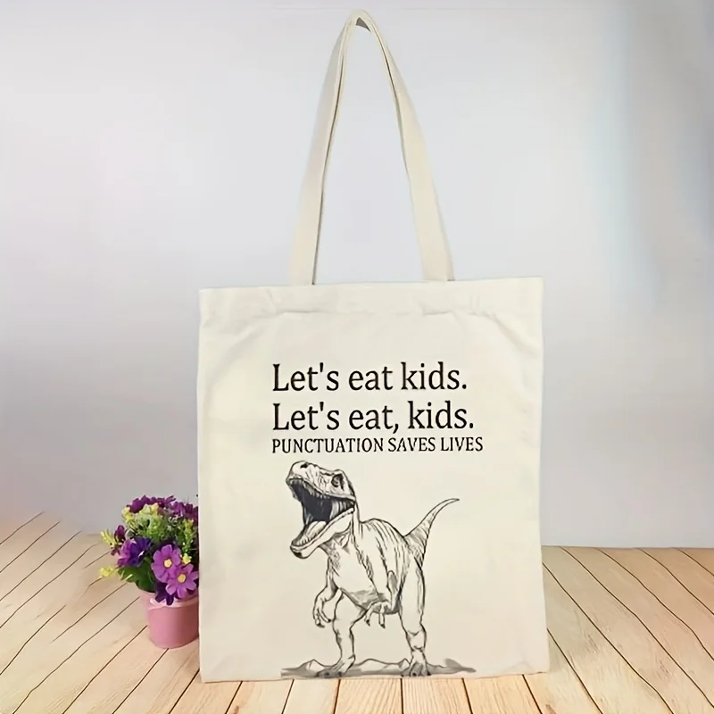 Hungry Dinosaur Themed Tote Bag - 1 Pack, Reusable Shopping Bag, Perfect Gift For Friends And Birthday Celebrations
Hungry Dinosaur Themed Tote Bag - 1 Pack, Reusable Shopping Bag, Perfect Gift For Friends And Birthday Celebrations