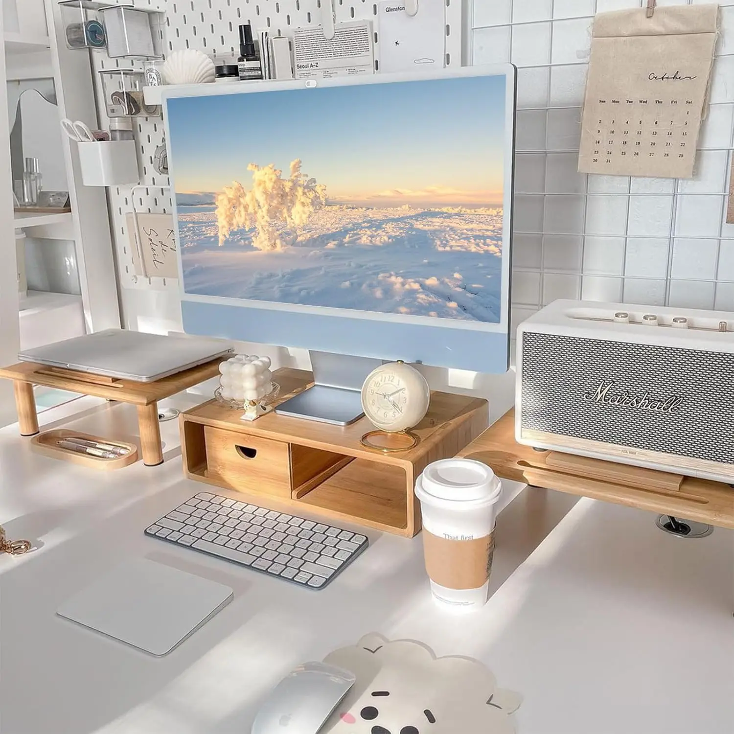 Adjustable Bamboo Monitor Stand with Drawer for 2-3 Screens, Sturdy Desk Riser for Laptops and PCs
Adjustable Bamboo Monitor Stand with Drawer for 2-3 Screens, Sturdy Desk Riser for Laptops and PCs