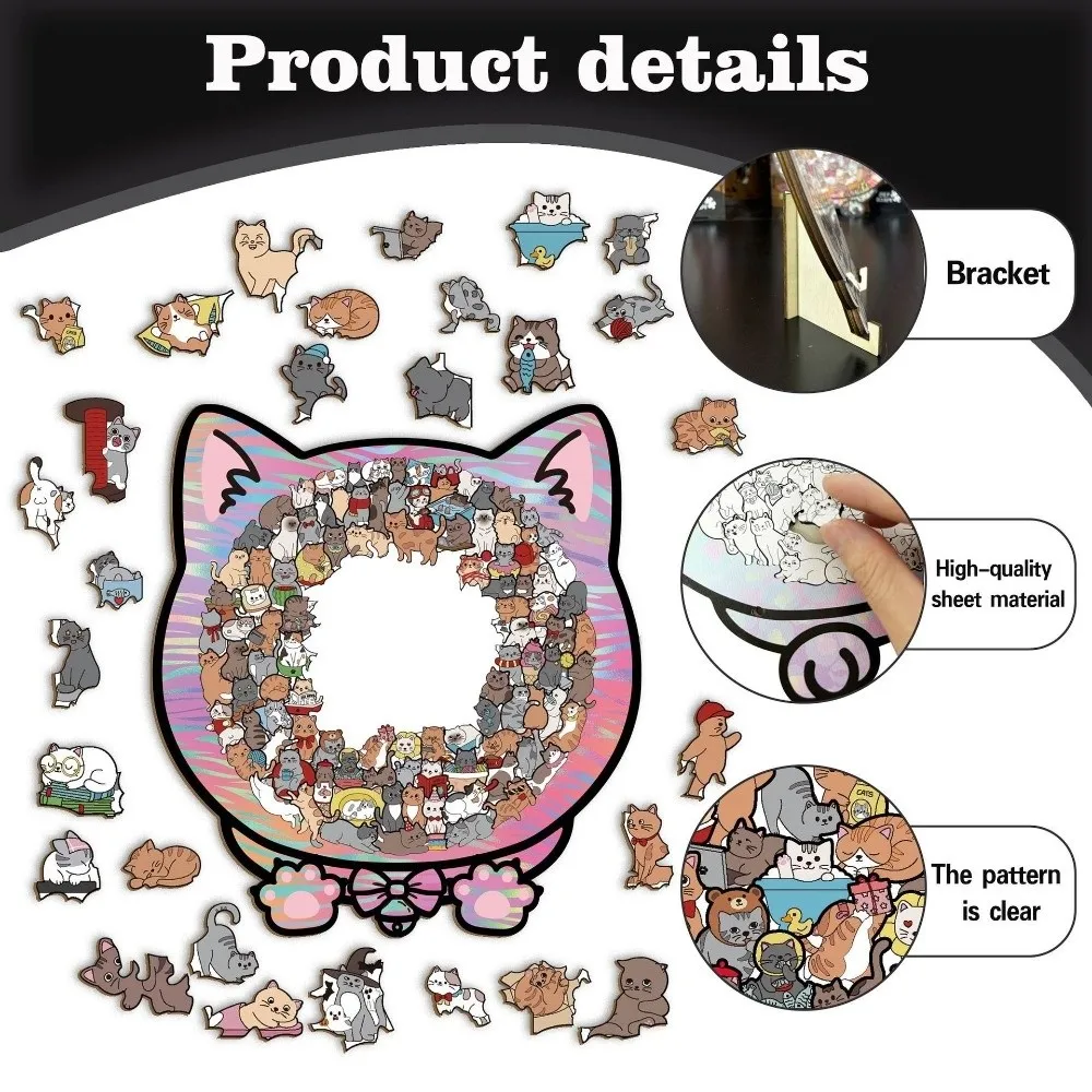 135-piece Morandi-colored Cat-shaped Puzzle with Cat Silhouette Frame Macaron Color Cat Wooden Jigsaw Puzzle
135-piece Morandi-colored Cat-shaped Puzzle with Cat Silhouette Frame Macaron Color Cat Wooden Jigsaw Puzzle