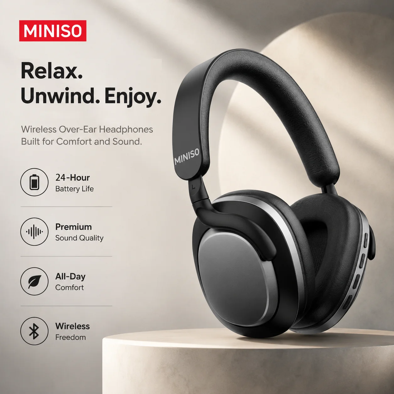 MINISO MG210 Wireless Over-Ear Headphones 24H Playtime Comfortable Crisp Audio Ultra-light Stable Connection Noise Cancellation
MINISO MG210 Wireless Over-Ear Headphones 24H Playtime Comfortable Crisp Audio Ultra-light Stable Connection Noise Cancellation