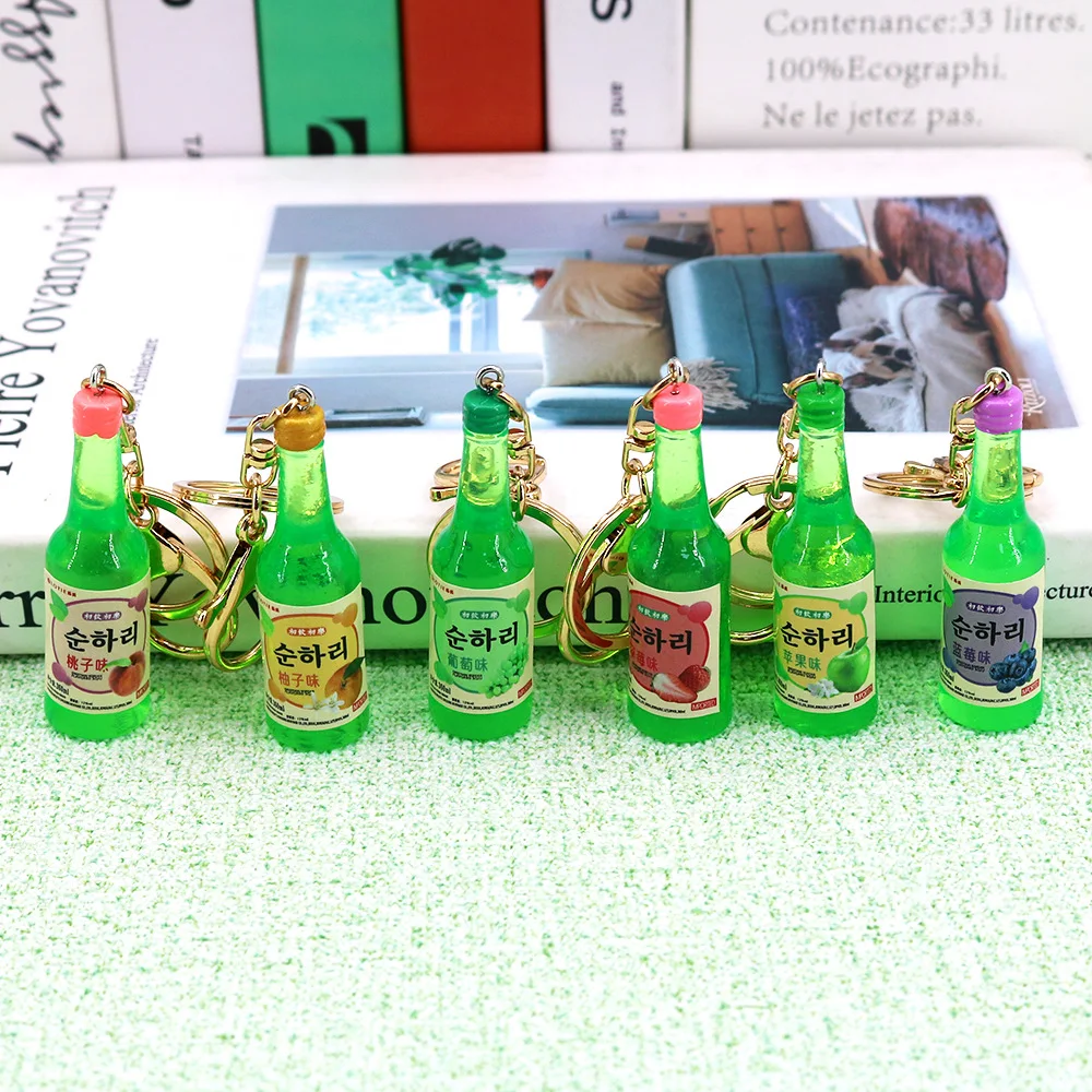 Korean Fashion Drink Soju Bottle Keychain Fruity Simulation Resin Beer Wine Trinket Women Keyring Jewelry Travel Gift Souvenir
Korean Fashion Drink Soju Bottle Keychain Fruity Simulation Resin Beer Wine Trinket Women Keyring Jewelry Travel Gift Souvenir