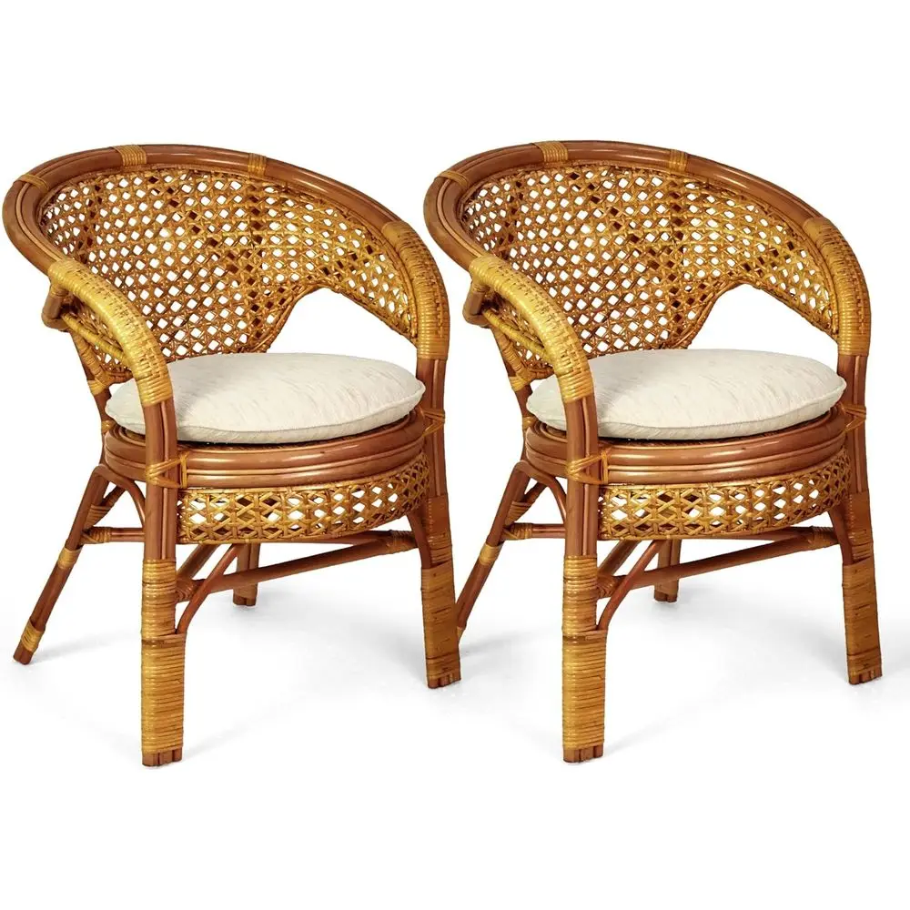 Set o 2 Pei Handmade Rattan Dining Wicker Chairs Colonial Color w/Cream Cushion
Set o 2 Pei Handmade Rattan Dining Wicker Chairs Colonial Color w/Cream Cushion