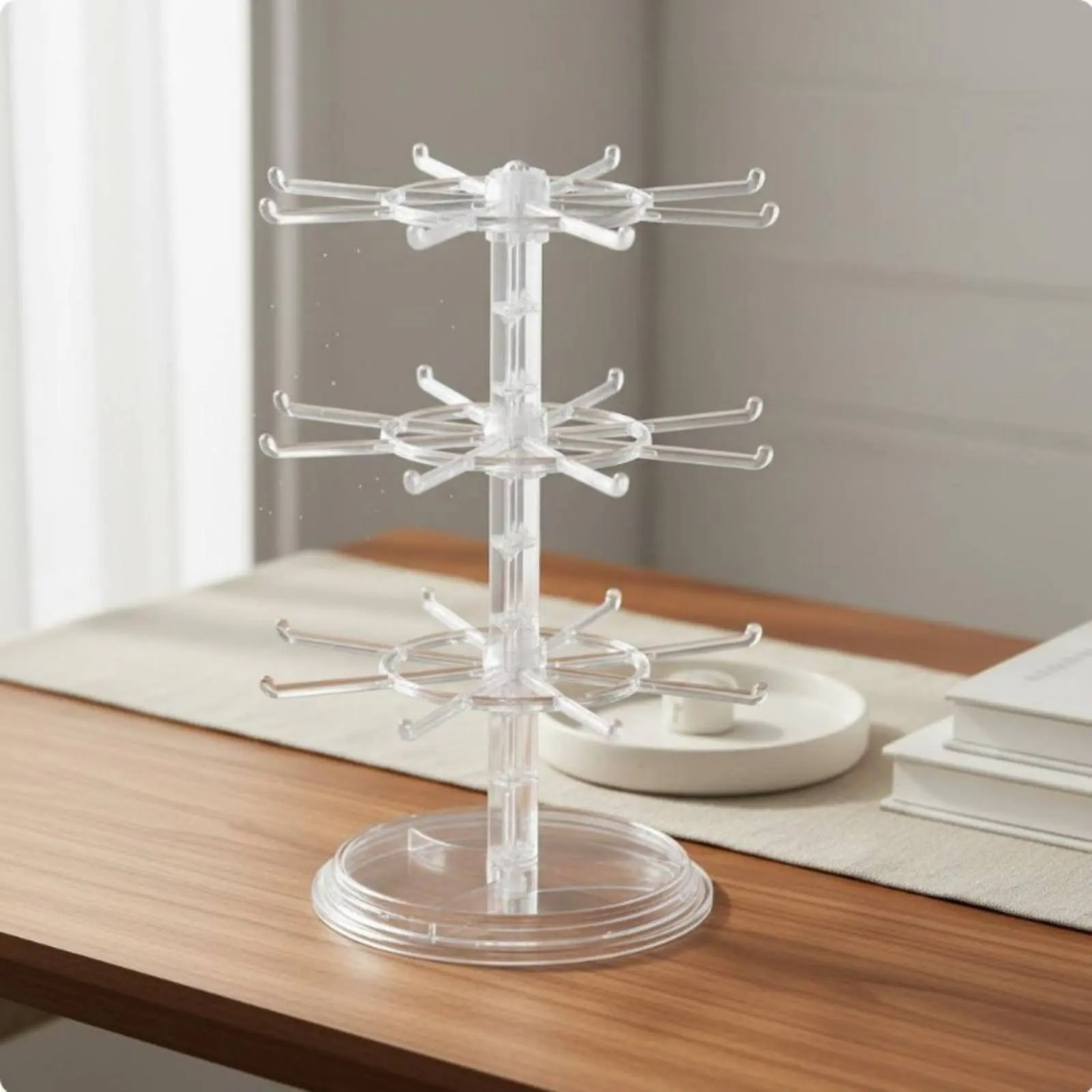 Rotating Jewelry Stand Space Saving 2-Tier Earring Holder Clear Acrylic Jewelry Tree Large Capacity Bracelet and Necklace Hanger
Rotating Jewelry Stand Space Saving 2-Tier Earring Holder Clear Acrylic Jewelry Tree Large Capacity Bracelet and Necklace Hanger