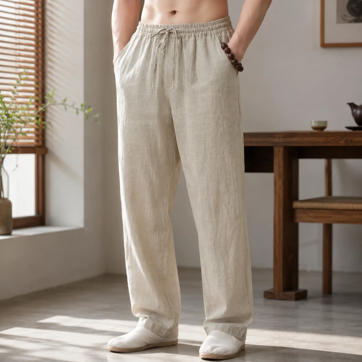 Summer Men's Artistic Style Casual Solid Color Elastic Waist Oversized Wide Leg Cotton Linen Loose Pants
Summer Men's Artistic Style Casual Solid Color Elastic Waist Oversized Wide Leg Cotton Linen Loose Pants