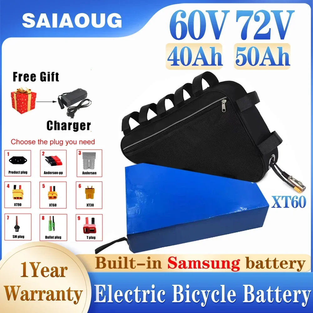 Original Brand EBike Battery 72V50AH 60V40Ah Triangle Battery Pack for Electric Bike 3000W 2000W 1500W 750W 500W Built-in 50ABMS
Original Brand EBike Battery 72V50AH 60V40Ah Triangle Battery Pack for Electric Bike 3000W 2000W 1500W 750W 500W Built-in 50ABMS