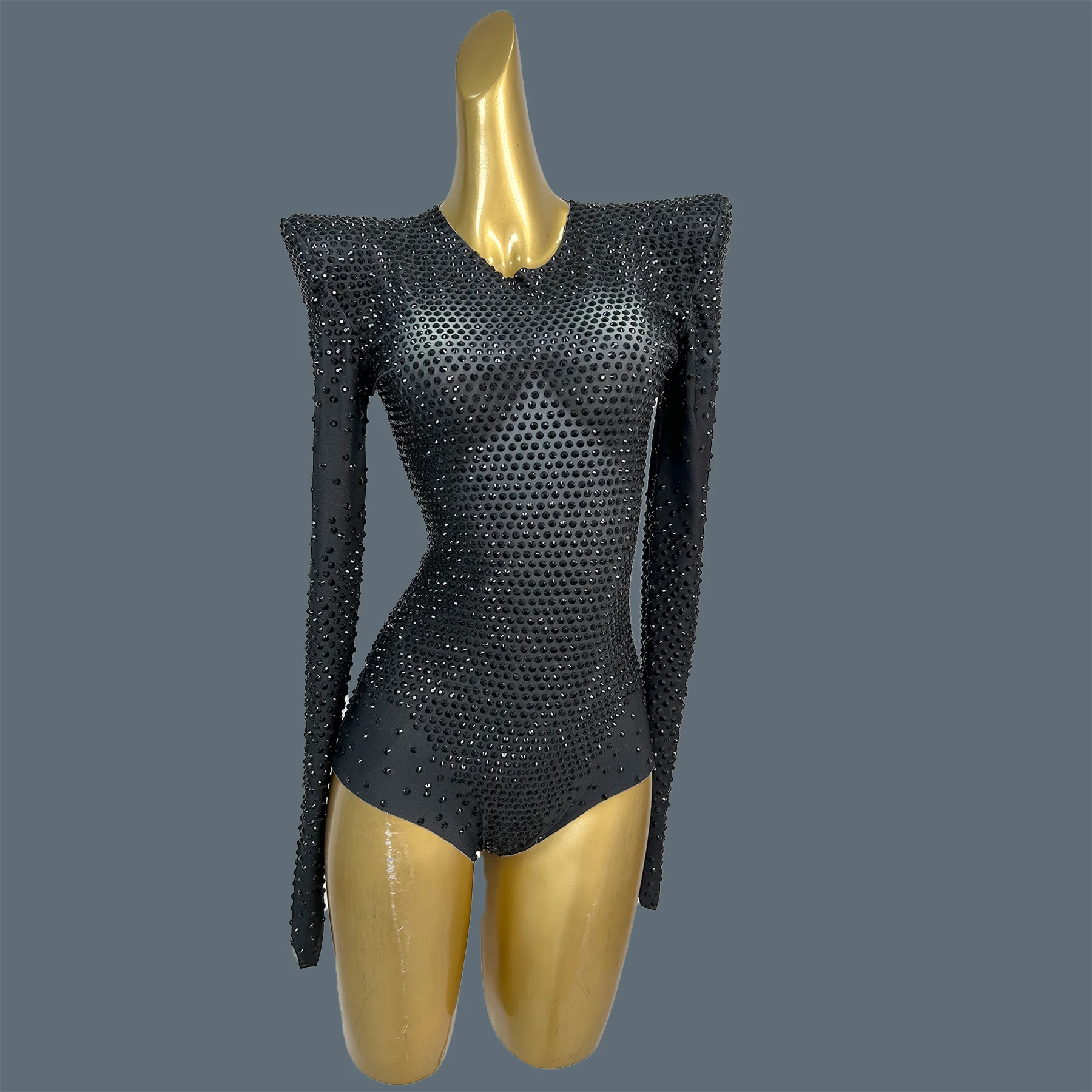 Sparkly Full Rhinestone Shoulder Pad Bandage Bodysuit Sexy Women Dance Show Catsuit Club Party Festival gig Elastic Outfit Duyin
Sparkly Full Rhinestone Shoulder Pad Bandage Bodysuit Sexy Women Dance Show Catsuit Club Party Festival gig Elastic Outfit Duyin