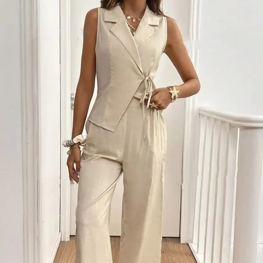 Women 2 Piece Pure Cotton Set Vest Top Loose Fit Trousers Pants Spring Summer New Fashionable Sleeveless Casual Suit
Women 2 Piece Pure Cotton Set Vest Top Loose Fit Trousers Pants Spring Summer New Fashionable Sleeveless Casual Suit