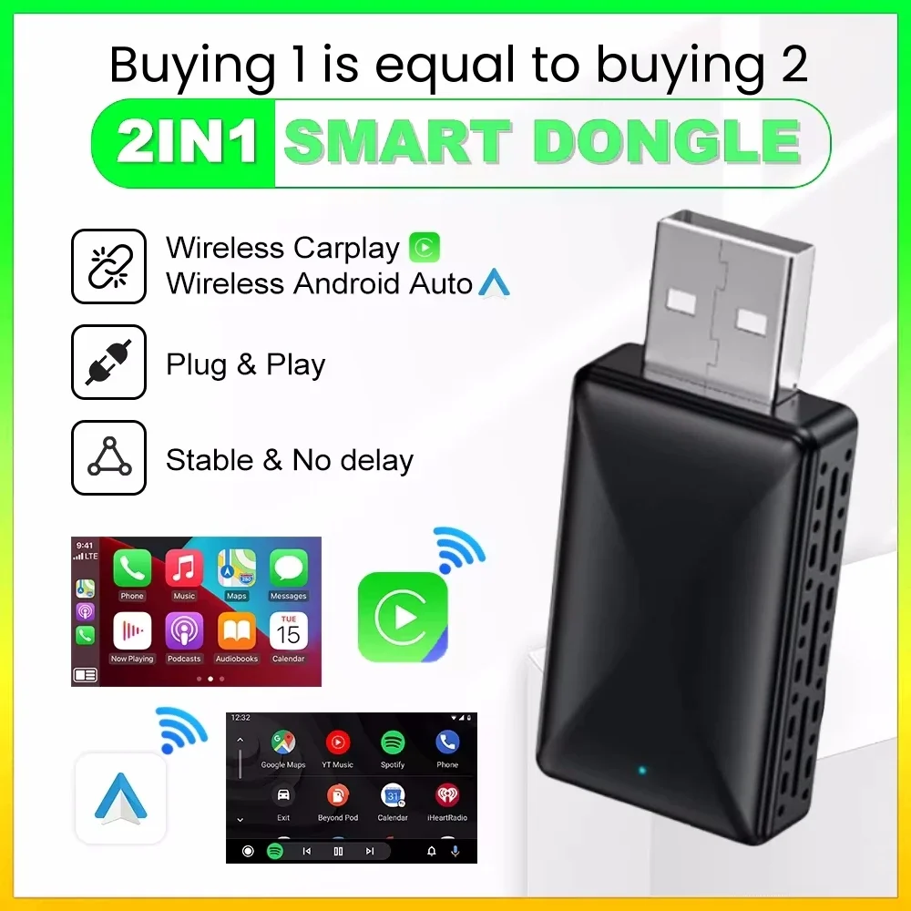 Carplay Android Auto Wireless Adapter for Toyota Mazda Nissan Camry Suzuki Subaru Citroen Audi Mercedes Kia Ford Opel Spotify BT
Carplay Android Auto Wireless Adapter for Toyota Mazda Nissan Camry Suzuki Subaru Citroen Audi Mercedes Kia Ford Opel Spotify BT