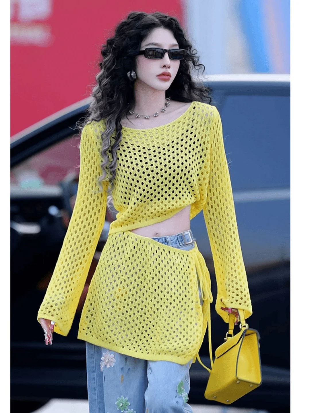 Dopamine Style Yellow Knitted Sun Protection Hollow out Bellow Curtain Short Skirt Two Piece Set Casual Fashion Spring Summer
Dopamine Style Yellow Knitted Sun Protection Hollow out Bellow Curtain Short Skirt Two Piece Set Casual Fashion Spring Summer
