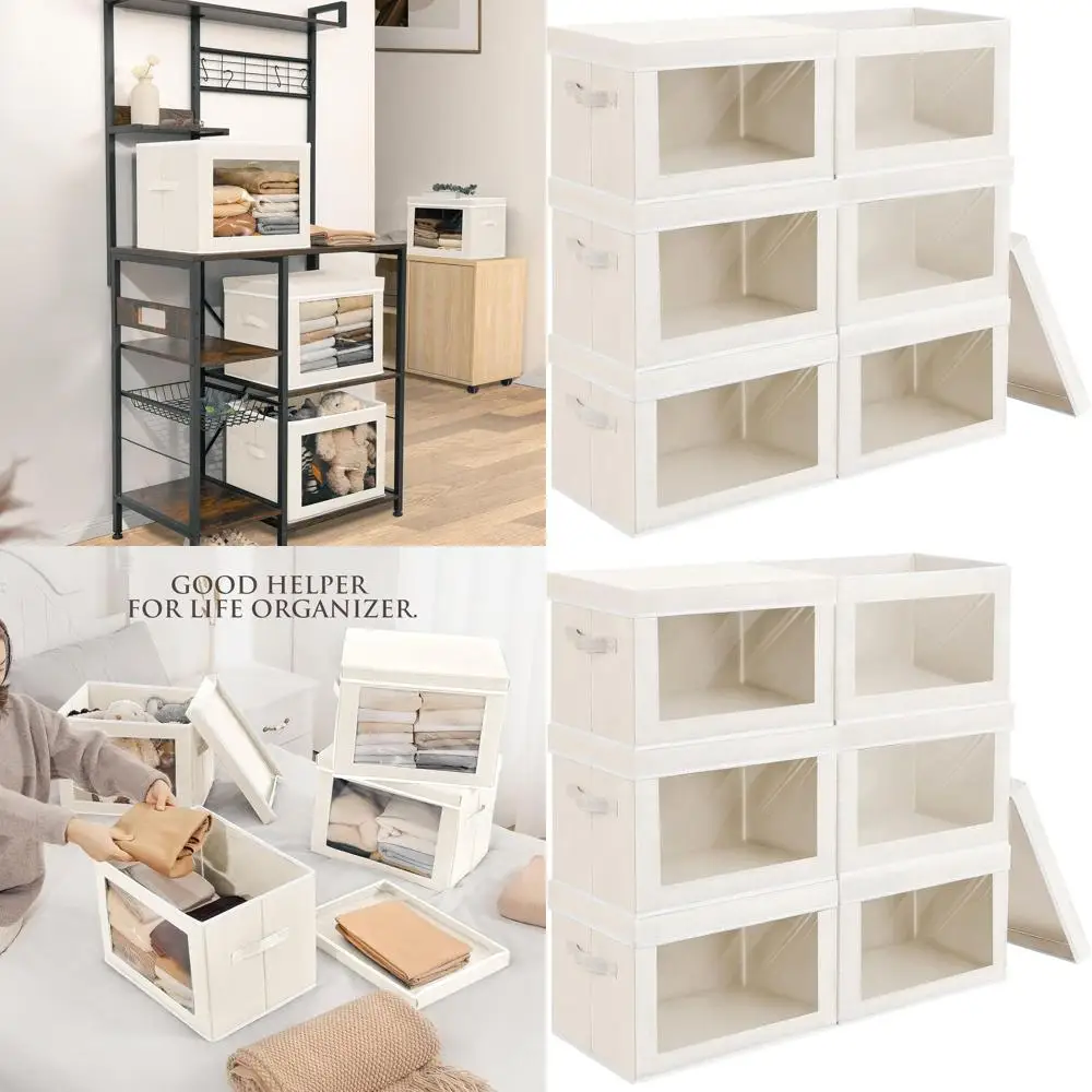 Collapsible Fabric Storage Cubes with Window, 15.7 Beige Bins for Clothes, 6-Pack for Bedroom, Dorm, Office
Collapsible Fabric Storage Cubes with Window, 15.7 Beige Bins for Clothes, 6-Pack for Bedroom, Dorm, Office