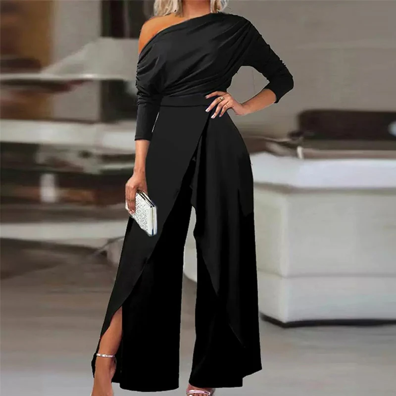 OMSJ Elegant One Shoulder Romper Office Lady Asymmetric Solid High-waist Ruched Chic Jumpsuit Wide Leg Pants Cocktail Party Wear
OMSJ Elegant One Shoulder Romper Office Lady Asymmetric Solid High-waist Ruched Chic Jumpsuit Wide Leg Pants Cocktail Party Wear