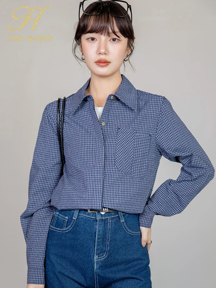 H Han Queen Plaid Blouses Loose Casual Shirt Women's Clothing Autumn Vintage Korean Reviews Many Clothes Girls Long Sleeve Tops
H Han Queen Plaid Blouses Loose Casual Shirt Women's Clothing Autumn Vintage Korean Reviews Many Clothes Girls Long Sleeve Tops