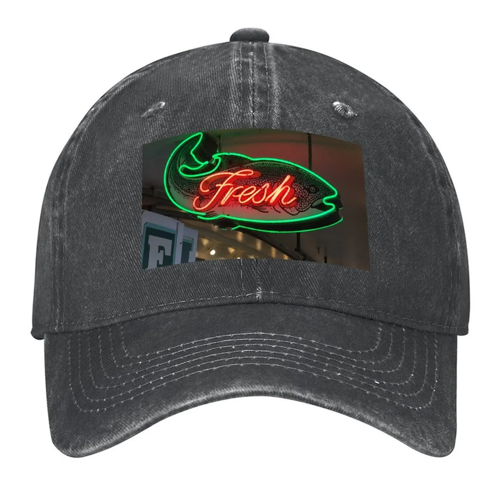 Neon Fish Market Sign, Seattle Pike Place Public Market, Washington Baseball Cap sun hat Cosplay Ladies Men's
Neon Fish Market Sign, Seattle Pike Place Public Market, Washington Baseball Cap sun hat Cosplay Ladies Men's