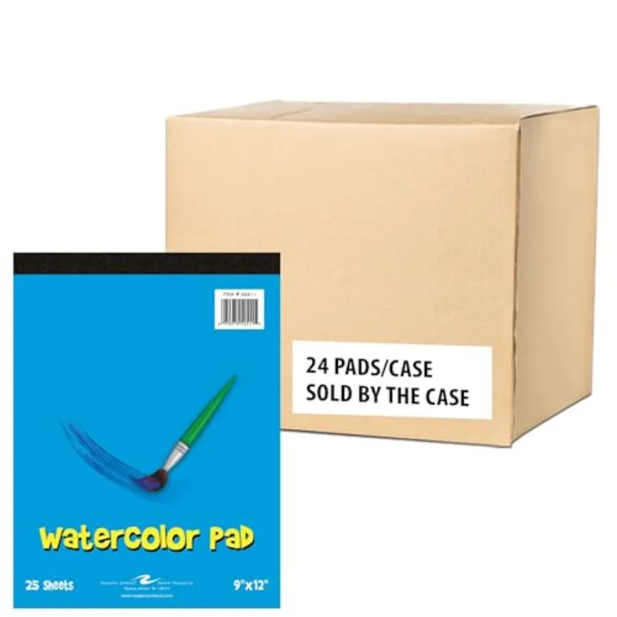 Watercolor Paper Pad 9" x 12" 25 Sheets of Very Heavy 100# Paper with Vellum Finish Top Bound Pack of 24
Watercolor Paper Pad 9" x 12" 25 Sheets of Very Heavy 100# Paper with Vellum Finish Top Bound Pack of 24