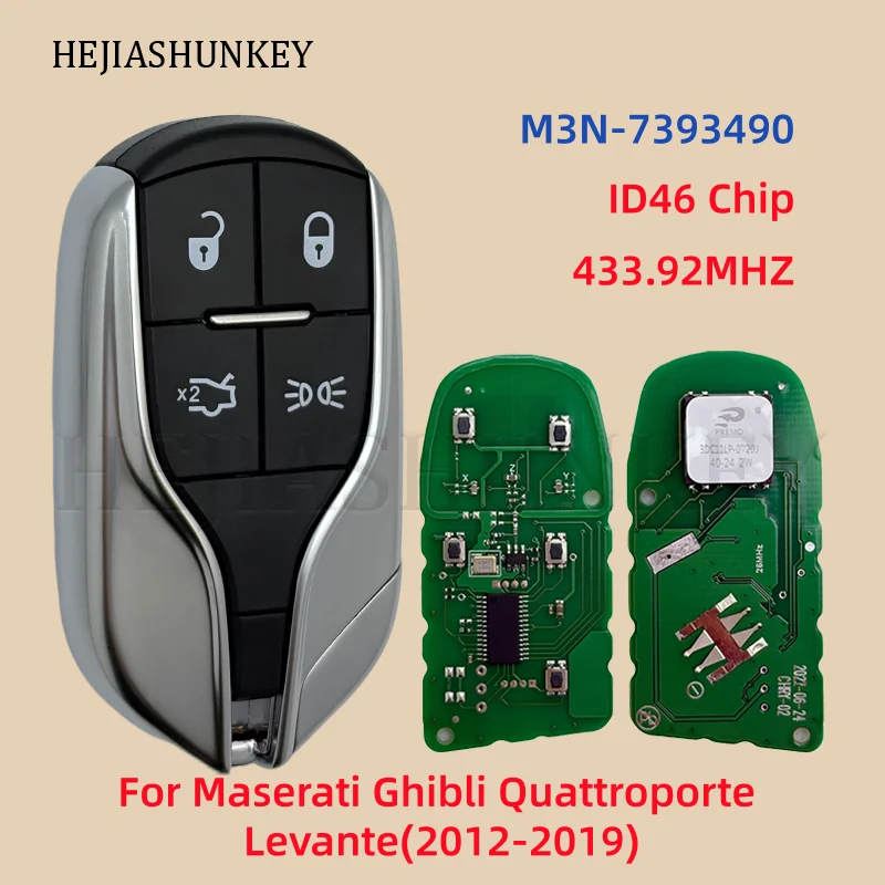 M3N-7393490 433.92MHz ID46 PCF7945A PCF7953A Chip 4 Buttons Smart Remote Key For Maserati Ghibli Quattroporte Levante 2012-2019
M3N-7393490 433.92MHz ID46 PCF7945A PCF7953A Chip 4 Buttons Smart Remote Key For Maserati Ghibli Quattroporte Levante 2012-2019