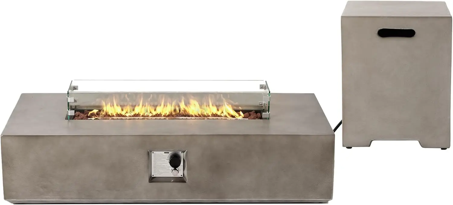 SUNBURY Propane Fire Pit for Outside, Outdoor Rectangle Table 50,000 BTU Pit Table, Gray Gas Pit w 20 Gallon Tank
SUNBURY Propane Fire Pit for Outside, Outdoor Rectangle Table 50,000 BTU Pit Table, Gray Gas Pit w 20 Gallon Tank