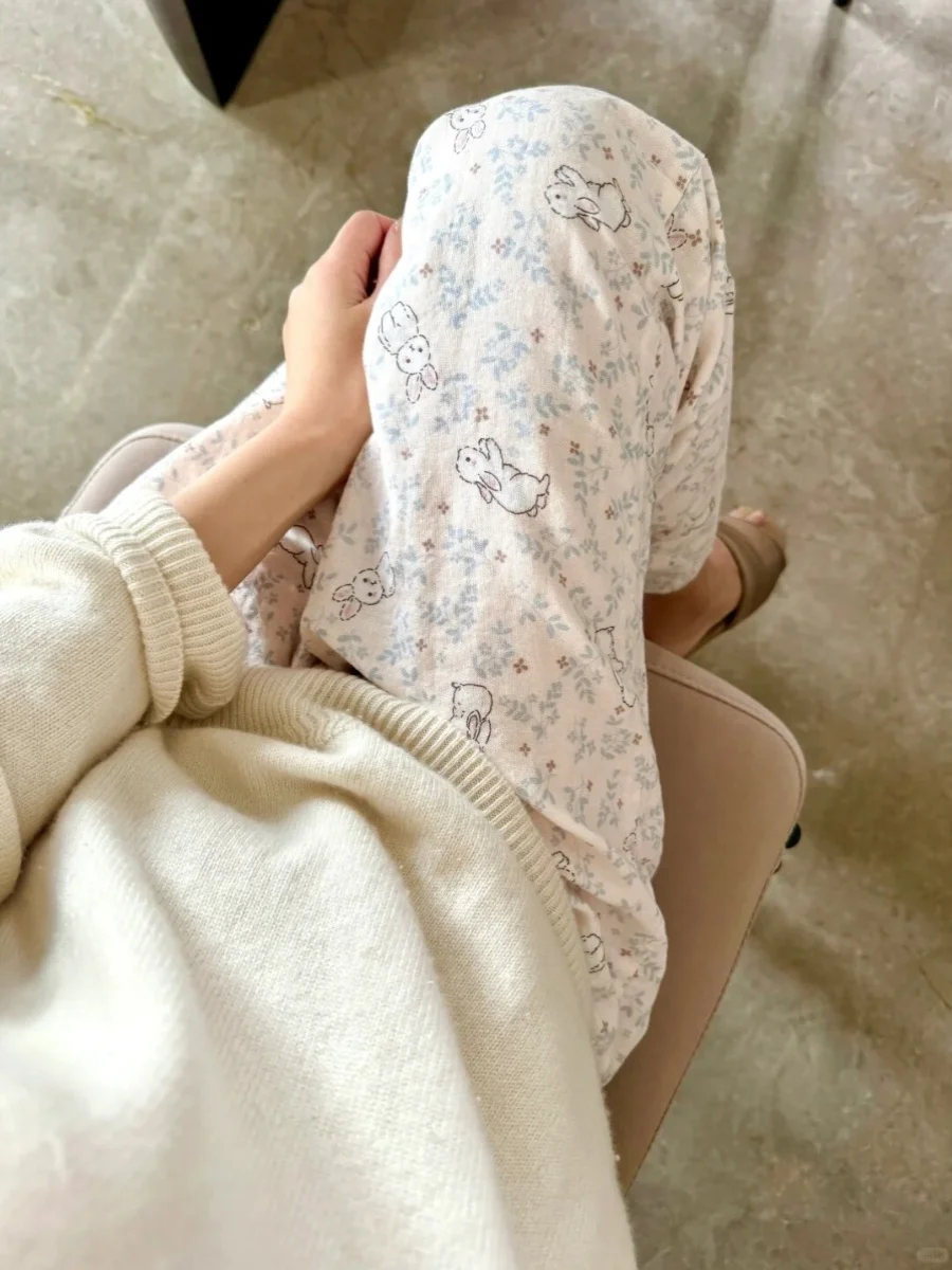 Floral Rabbit Sp Pants Women's Thin Straight Casual Home Pants Summer Spring Outwear Long Pants High Waist Cotton Youth
Floral Rabbit Sp Pants Women's Thin Straight Casual Home Pants Summer Spring Outwear Long Pants High Waist Cotton Youth