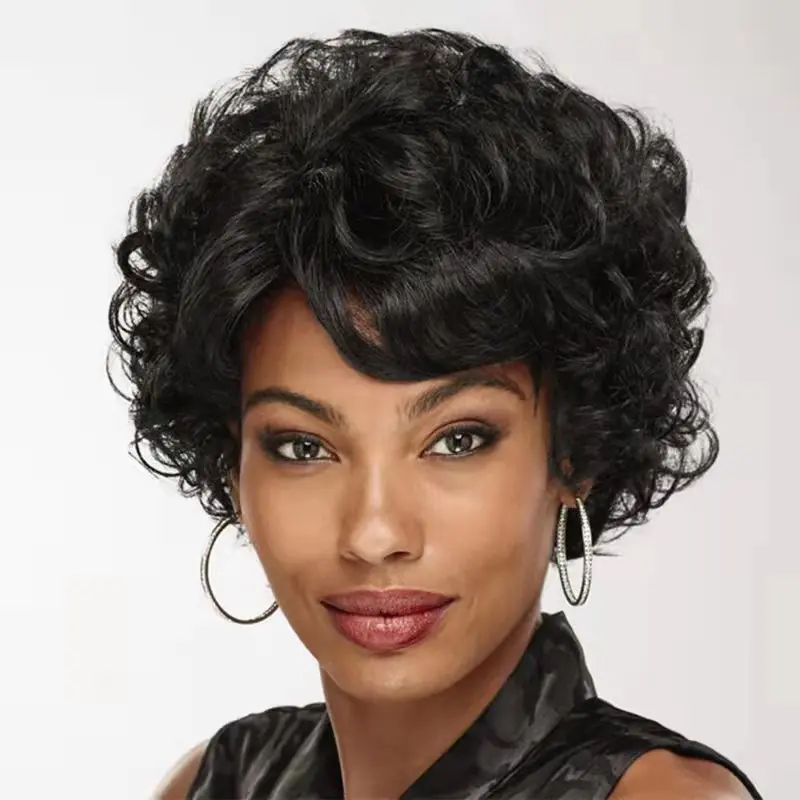 Черный короткий кудрявый текстурированный парик для чернокожих женщин, натуральный пышный термостойкий синтетический парик на всю голову
Черный короткий кудрявый текстурированный парик для чернокожих женщин, натуральный пышный термостойкий синтетический парик на всю голову