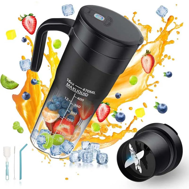 Portable Blender Cup Bottle USB Rechargeable 460ml 6 Blades Fruit Mixer Mini Hand Juicer Blender Smoothie With Straw
Portable Blender Cup Bottle USB Rechargeable 460ml 6 Blades Fruit Mixer Mini Hand Juicer Blender Smoothie With Straw